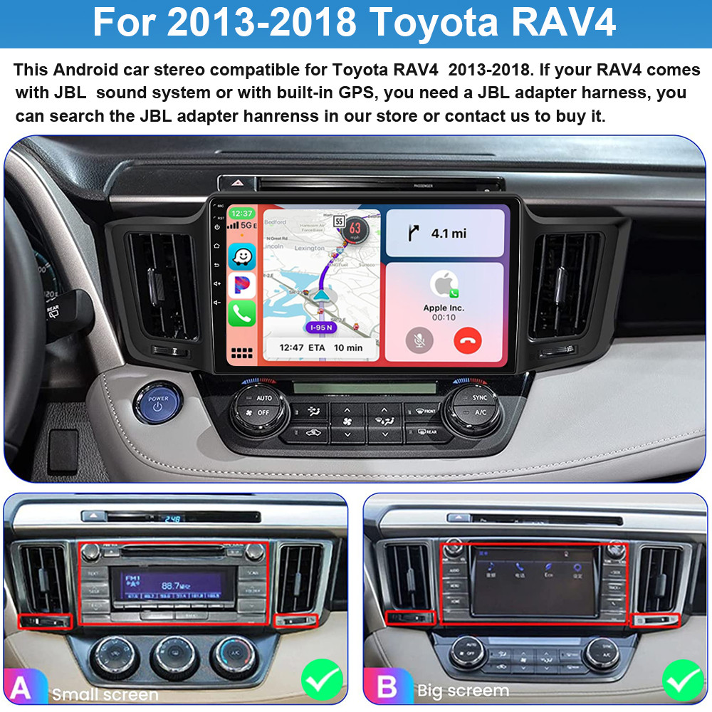 For Toyota RAV4 2013-2018 Android 15 Apple CarPlay Car Stereo Radio GPS BT 10.1″