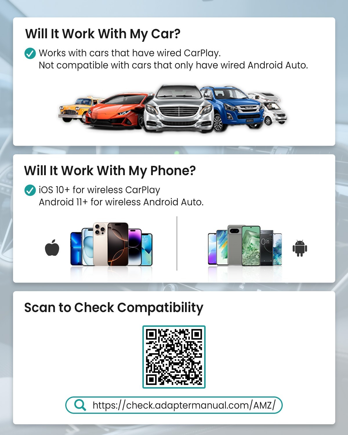 3in1 Wireless CarPlay & Android Auto Adapter Built-in YouTube Android 12 AI BOX