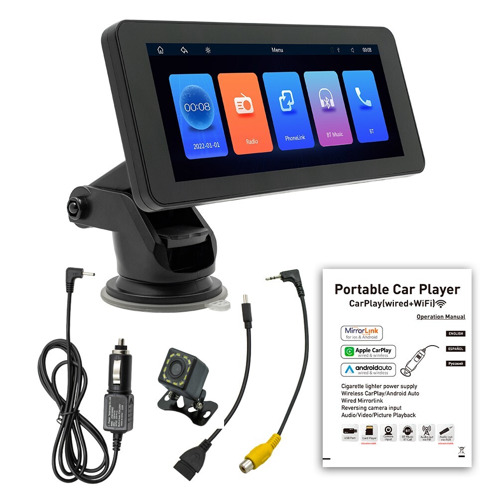 6.86inch Portable Car Stereo Player Wireless Carplay/Android Auto BT Mirror link