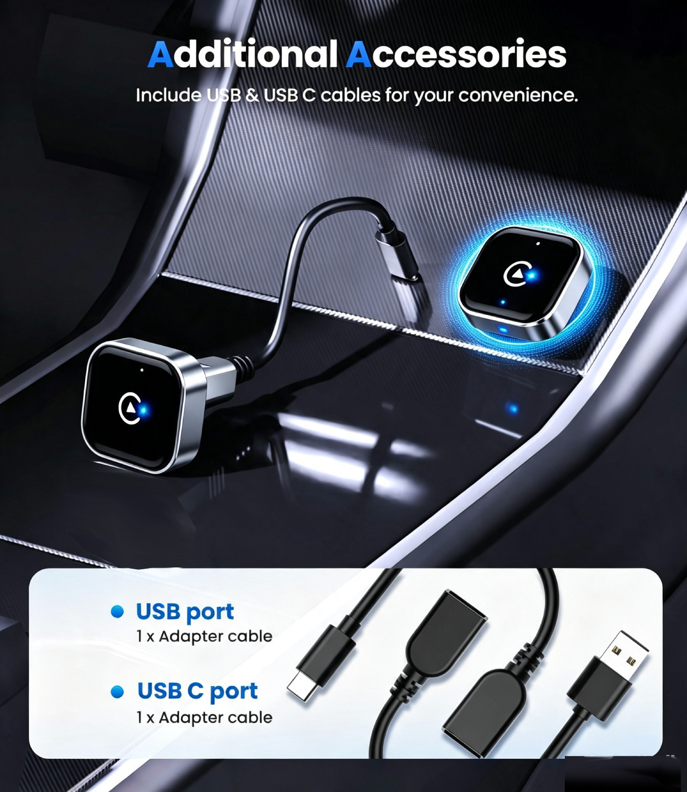 Wireless CarPlay Adapter for Apple iPhone Android Auto for Chevy Corvette 16-25