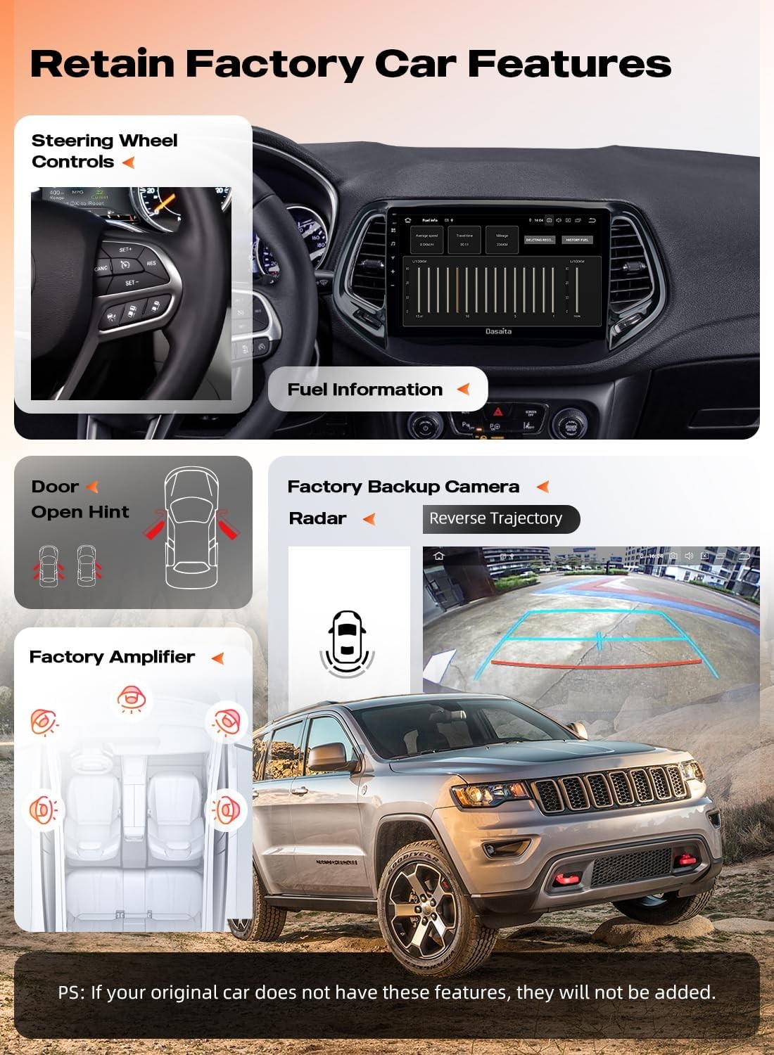 Dasaita 10.2″ Car Stereo Jeep Compass 2017-2020 CarPlay Android Auto Head units
