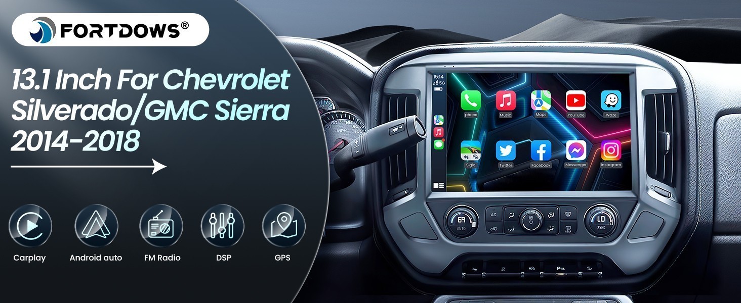 For 2014-2018 Chevrolet Silverado CarPlay Android 13 Car Radio Stereo DSP WiFi