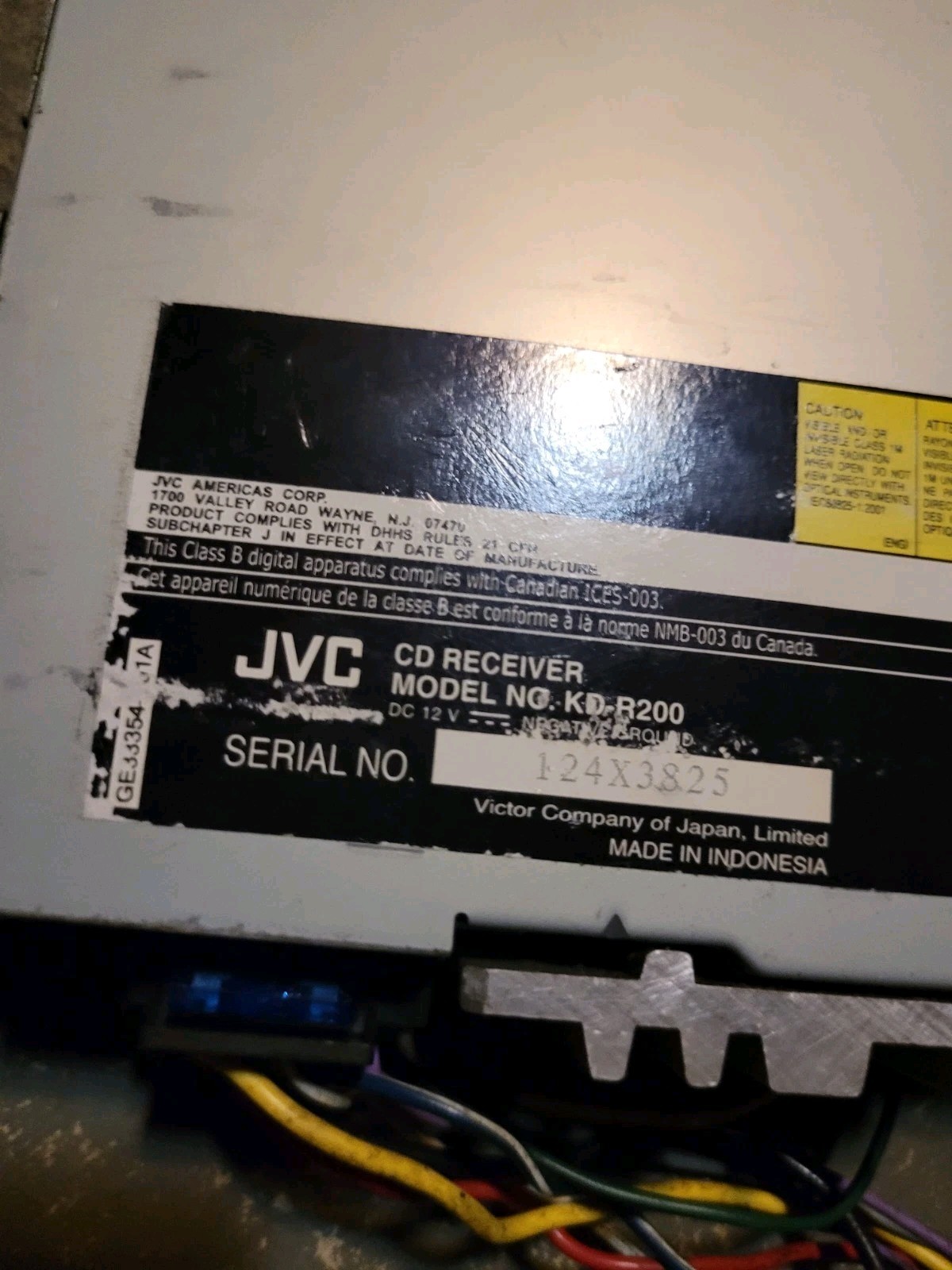 JVC KD-R200 Car CD Player Receiver Radio Am FM Auxiliary Stereo