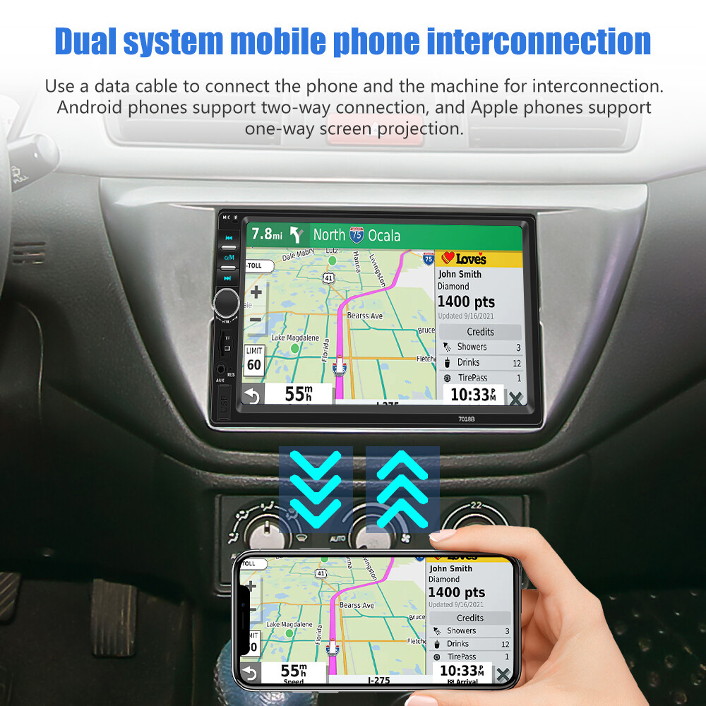 Radio Estereo De Pantalla Para Coche Carro WiFi Doble Din Bluetooth MP5 Player