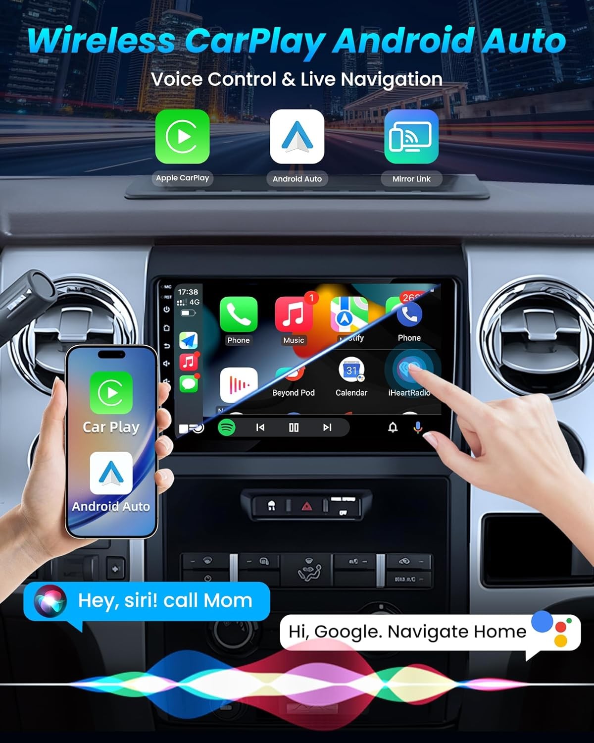 For 2009 2010 11 12 2013 Ford F150 WiFi Apple Carplay Radio Android 13 RDS GPS