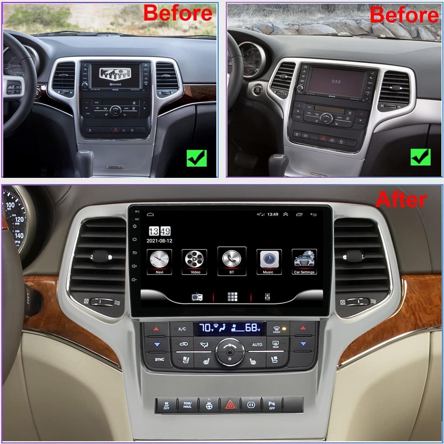 Car Radio Stereo Carplay For 2011-2013 Jeep Grand Cherokee FM Navi