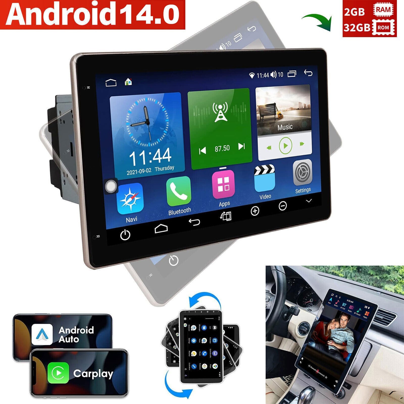 For 2017-2019 Nissan Titan Android 15 Carplay Rotated Car Stereo Radio GPS Navi