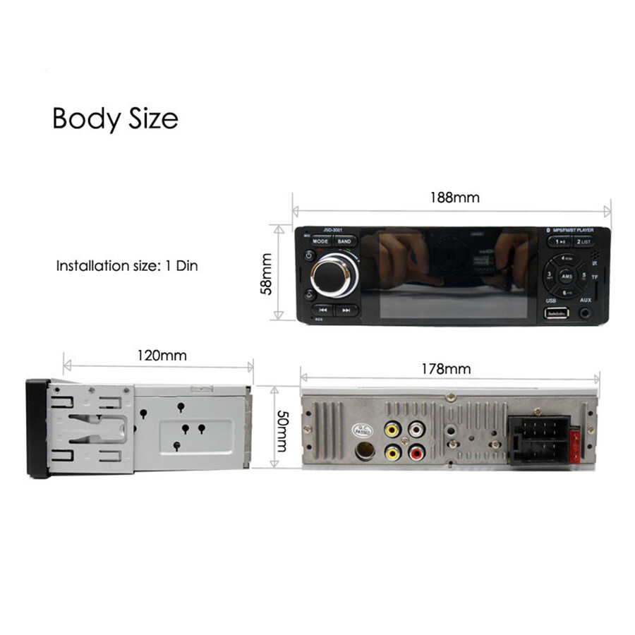 4.1″ Single Din Touchscreen Car Radio Audio Stereo Player MP5 USB TF BT AUX 12V