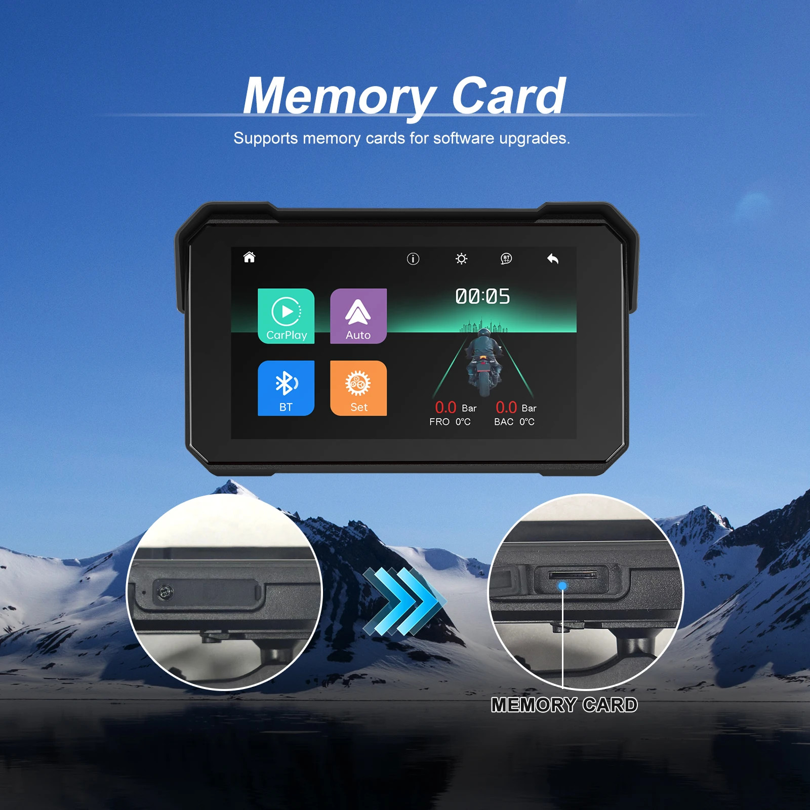 Podofo 5 ” IPS Screen Wireless Carplay Monitor for Motorcycle GPS Navigation…