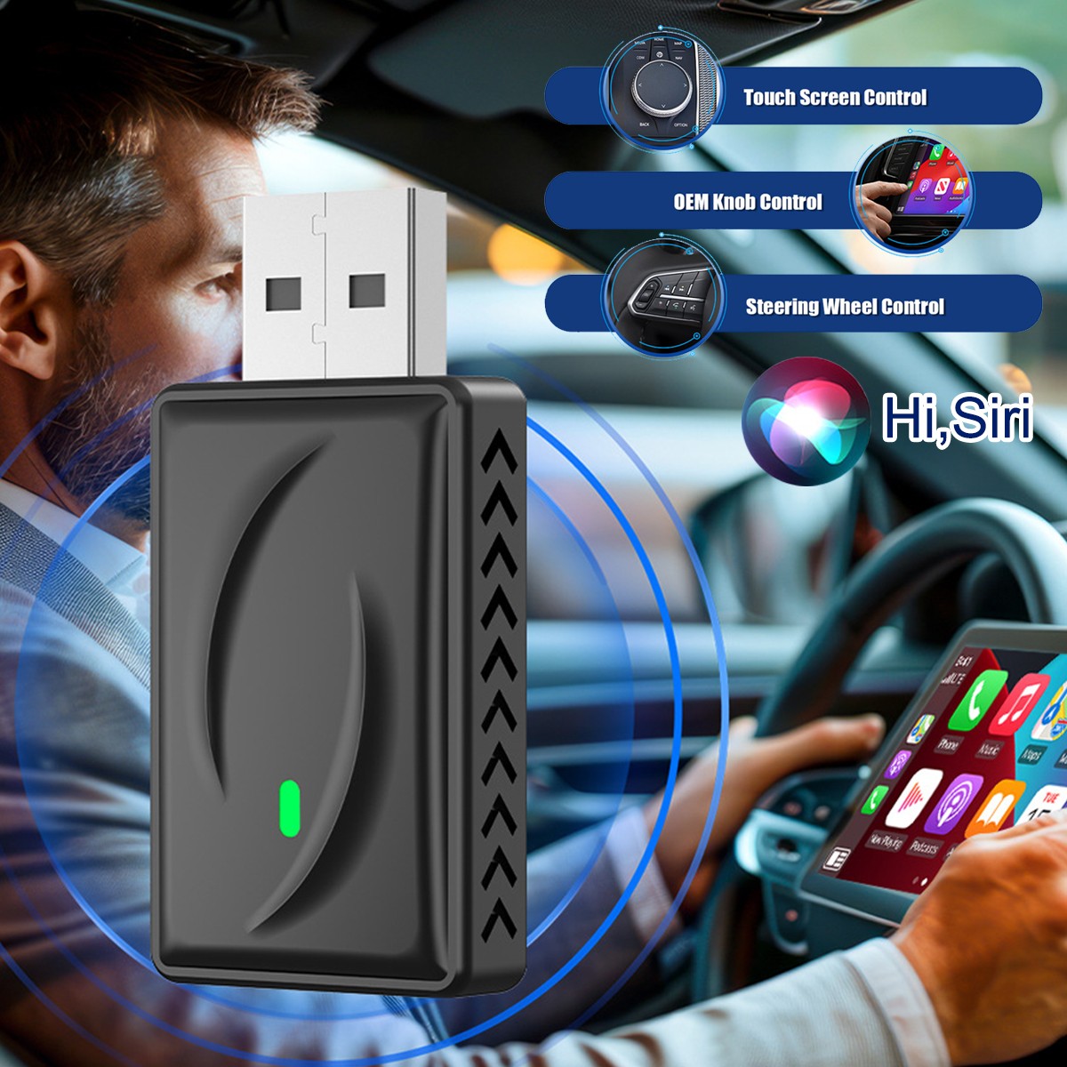 2 in 1 Wireless Android Auto Adapter Carplay Adapter USB Car Dongle Connect Box.