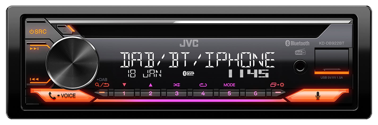 JVC Bluetooth MP3 USB DAB CD Car Stereo for Renault Twingo (07-12) Black