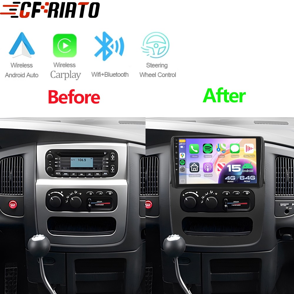 4+64GB For 2002-2005 Dodge Ram 1500 2500 3500 Android15 CarPlay Car Stereo Radio