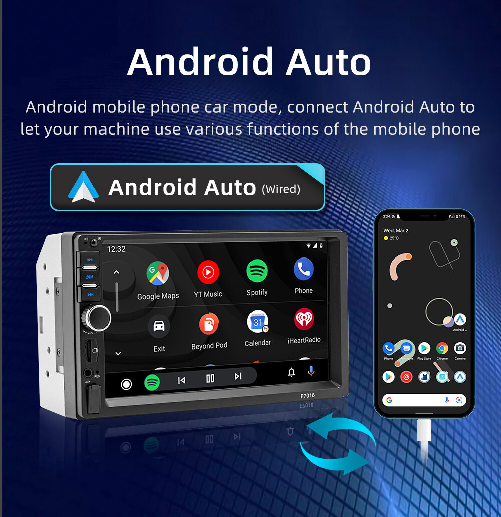 Car Radio Stereo MP5 Player BT For Carplay Android Auto FM Touch Screen 2Din