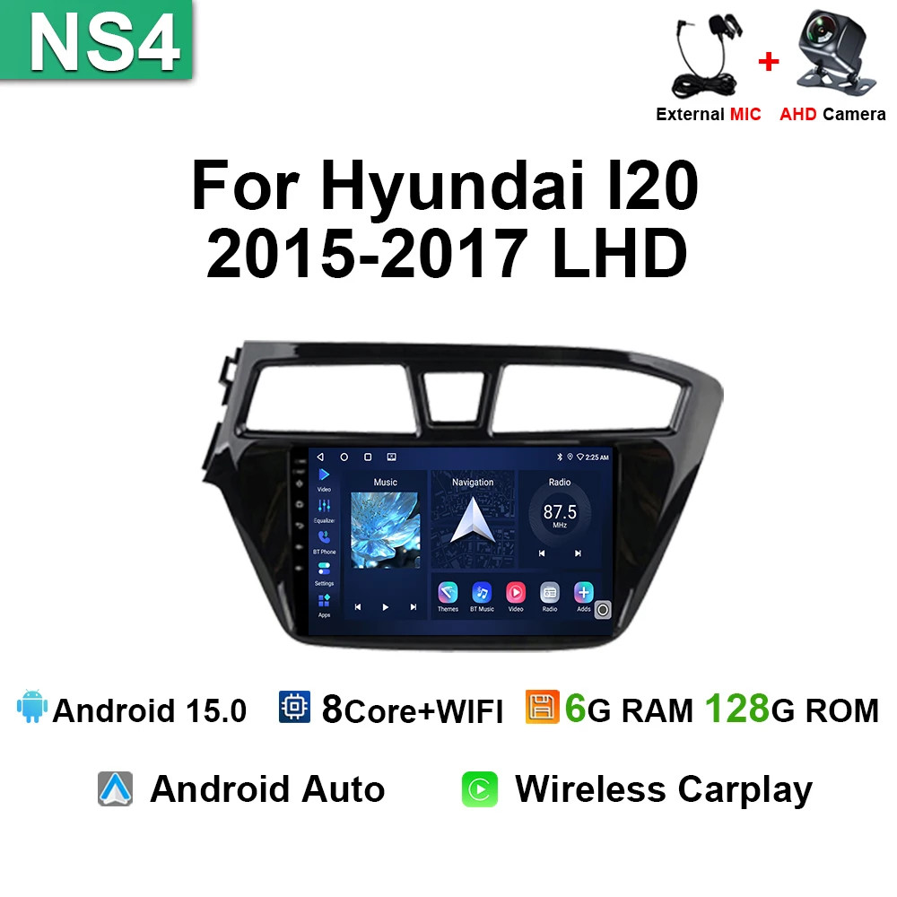 For HYUNDAI i20 LHD 2015-2017 Android Auto Car Radio Multimedia GPS Navi Carplay
