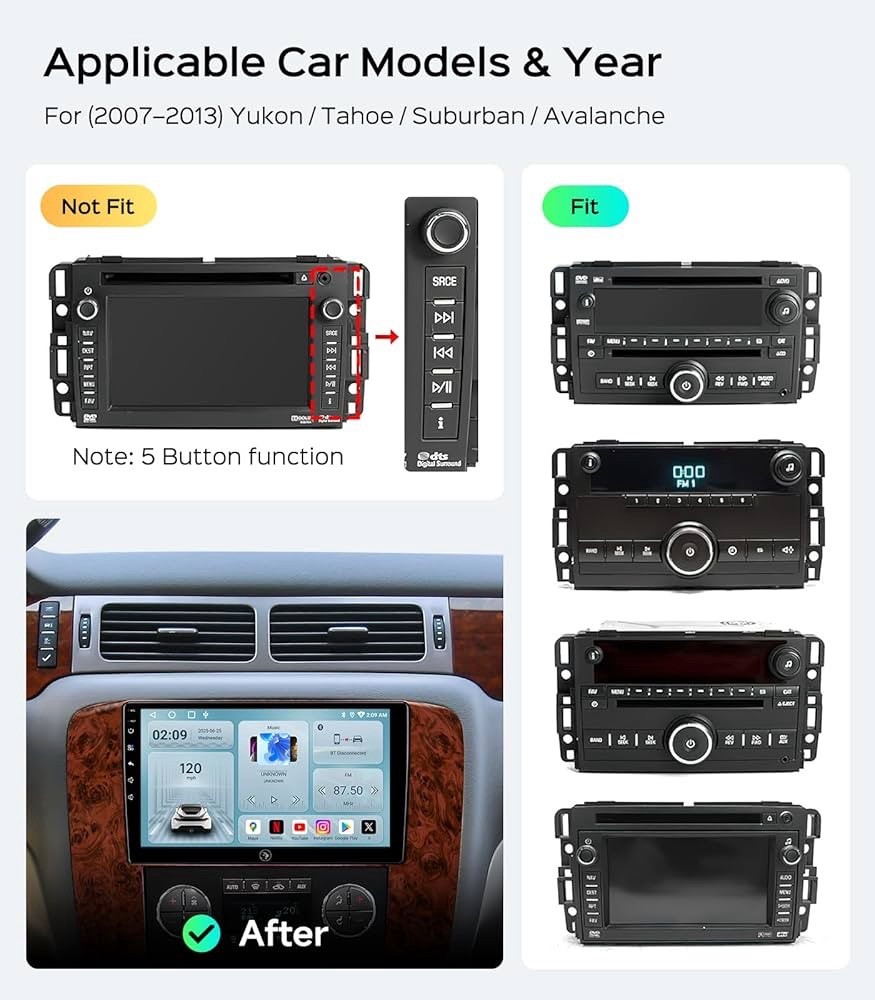 Car Radio Stereo for Chevy Silverado Tahoe Suburban GMC Yukon Sierra 2007-2013