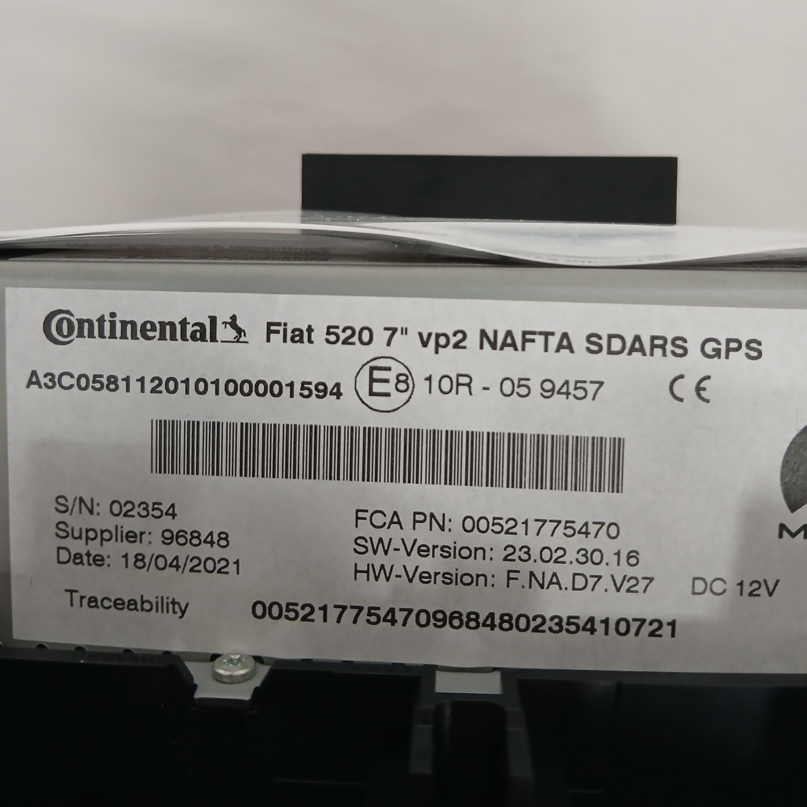 Fiat 520 7″ VP2 NAFTA GPS Radio Infotainment Display 00521775470 TESTED & WORKS
