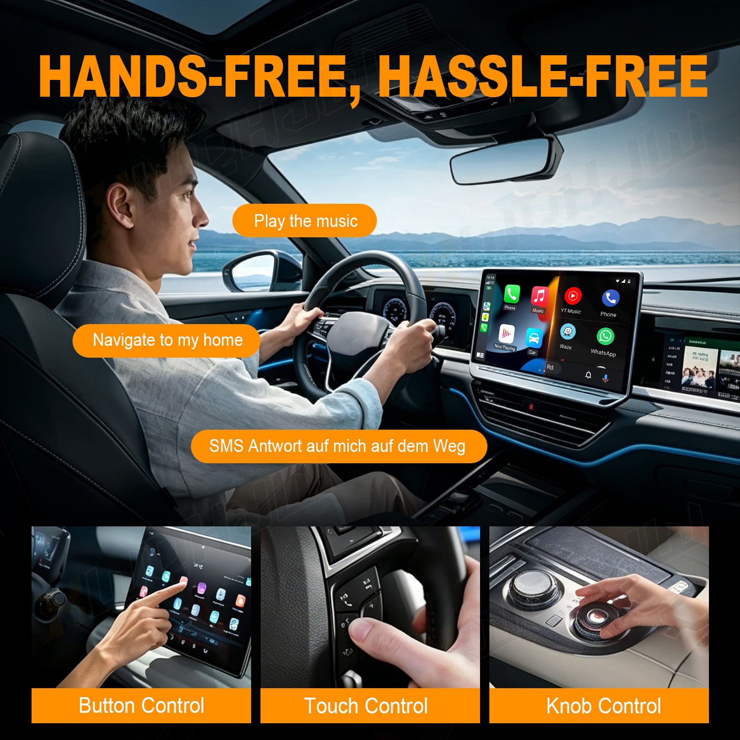 2in1 Wireless CarPlay Android Auto Adapter for Dodge Charger 2017-2023