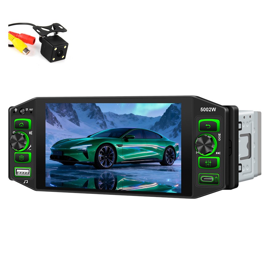 Single 1DIN Car Multimedia Player Mirror Link BT Radio USB Type-C W/Free Camera