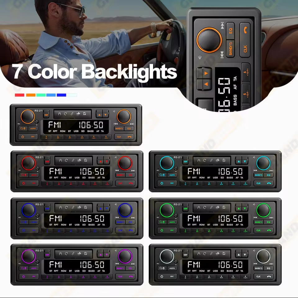 1DIN Retro Car Radio MP3 Player Bluetooth AM FM RDS Classic Stereo