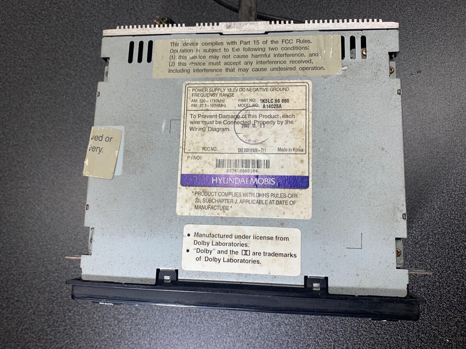 Hyundai Mobis OEM fm cd Radio Kia Sedona Entourage 2003 2004 2005 1k5LC 66 860