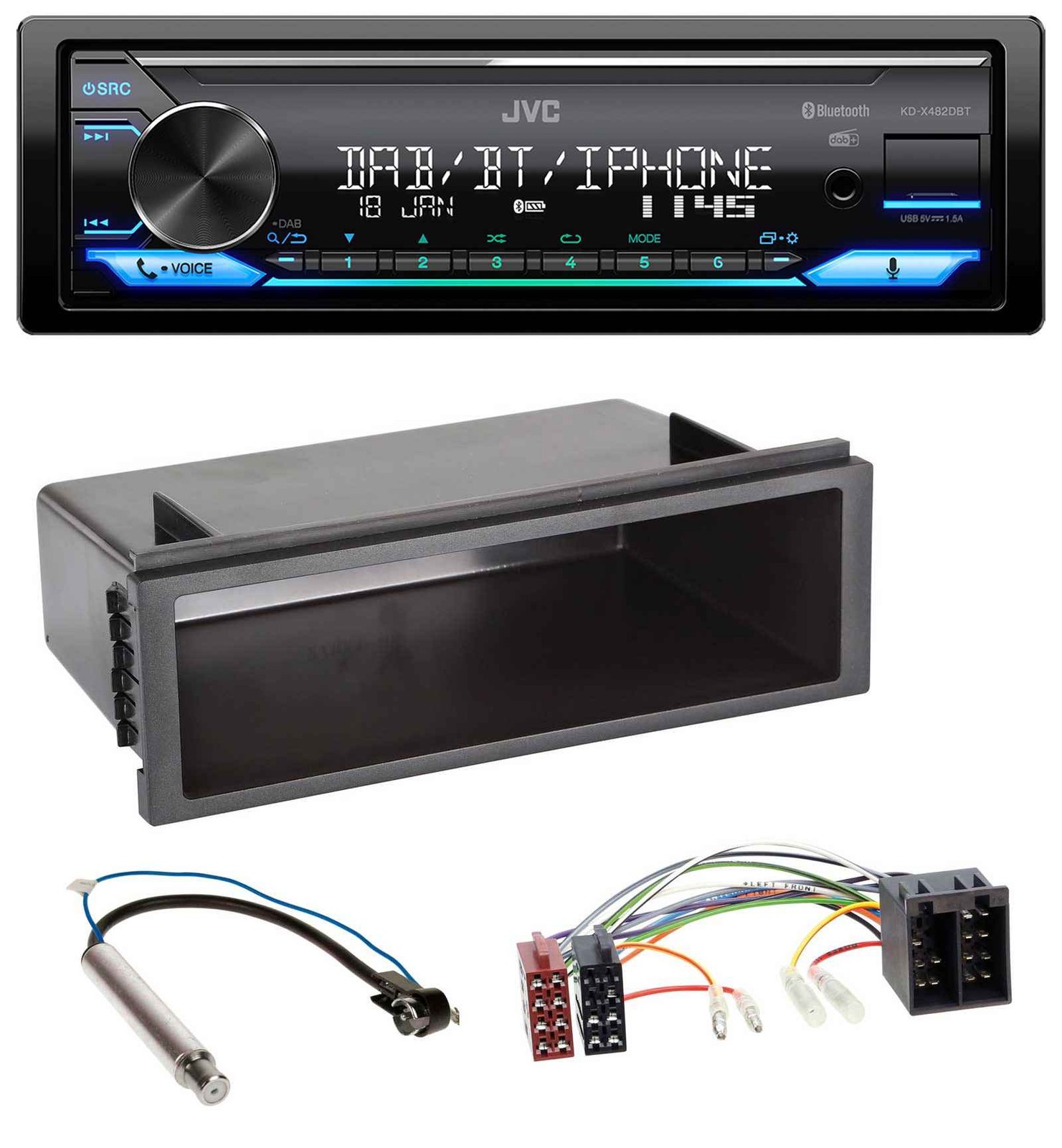 JVC Bluetooth DAB USB MP3 Car Stereo for Seat Ibiza (2002-2008)