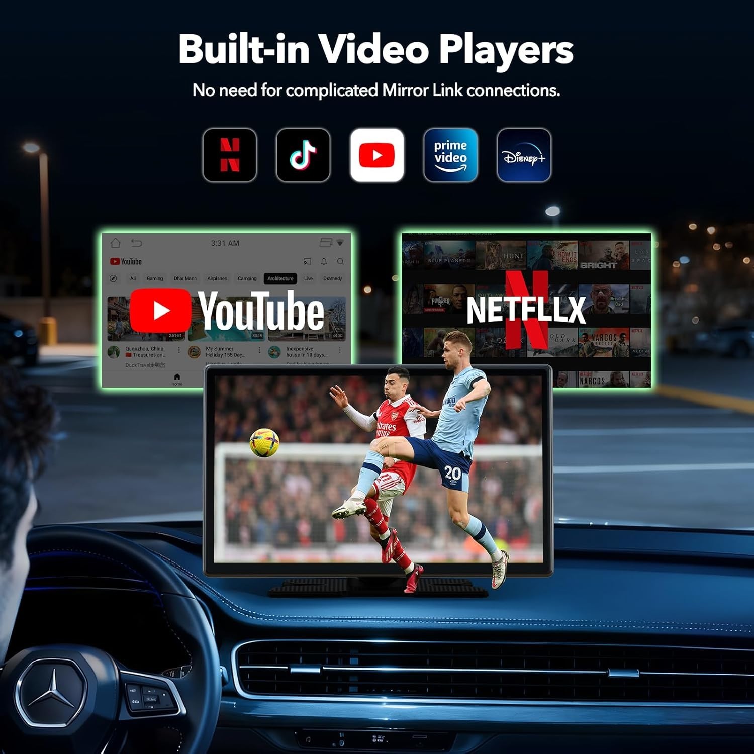 Carplay Display Screen with Net-flix Youtube Tiktok 9 inch Wireless CarPlay
