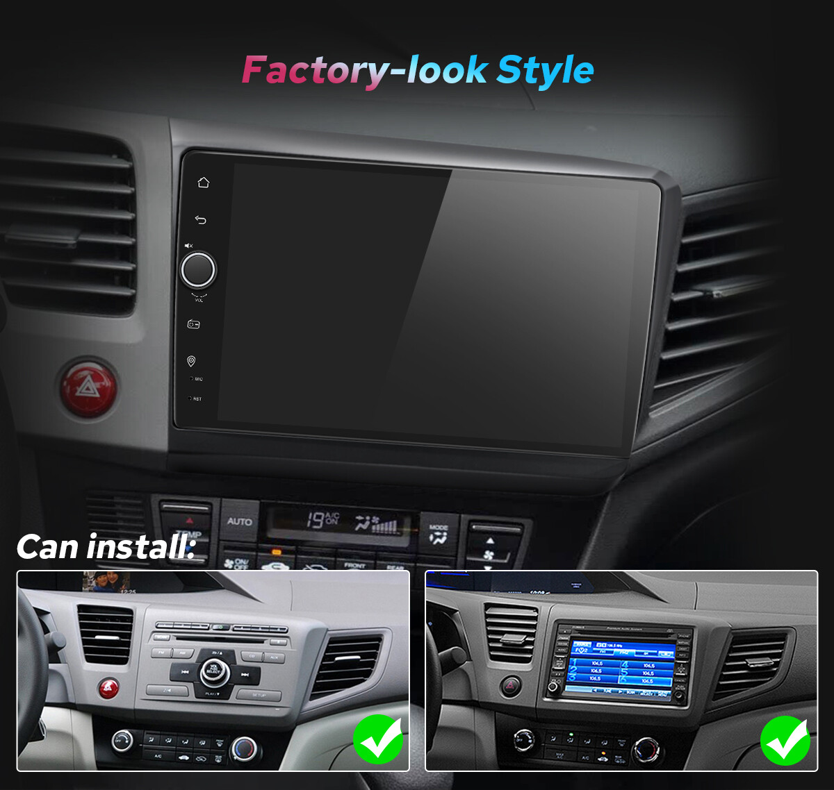 8+128GB for Honda Civic 2012 (Left Drive) 9″ Android 12 Qualcomm Chip Car Radio
