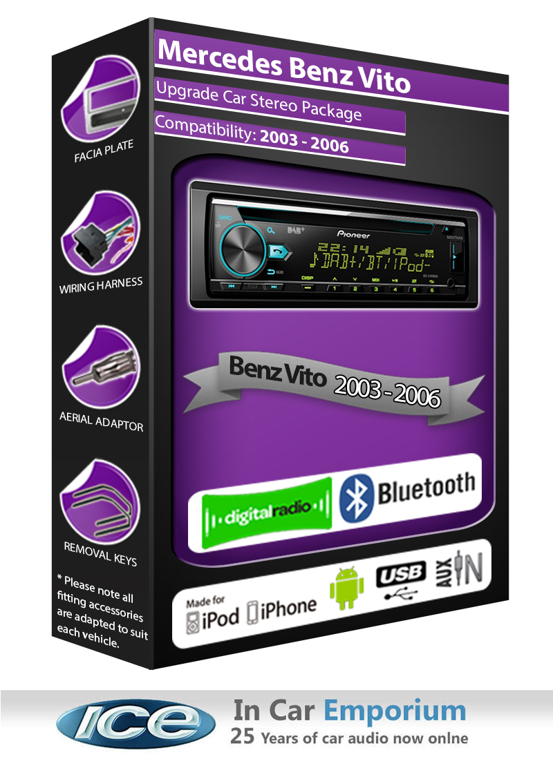 Mercedes Vito DAB radio, Pioneer car stereo CD USB AUX player, Bluetooth kit