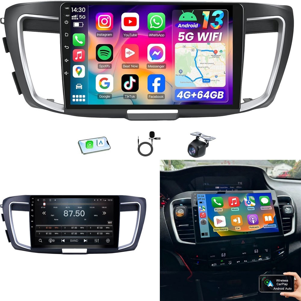 For 2013-2015 Honda Accord CarPlay Android 13 Car Radio Stereo Head Unit RDS