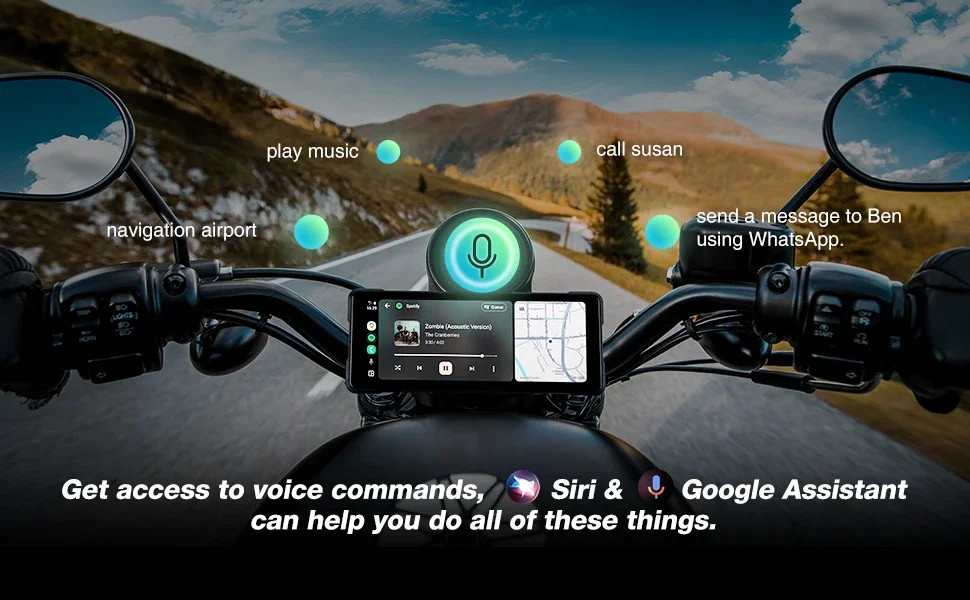 6.86 inch Portable Motorcycle GPS Navigation 2K Camera DVR Wireless Android