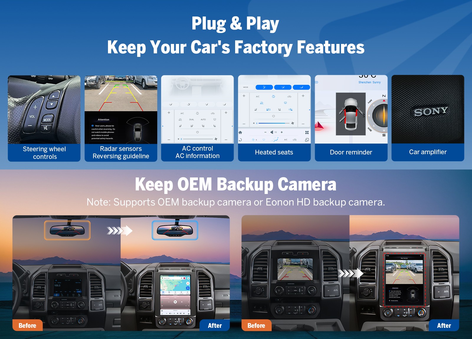 8-Core Android Auto 12.1″ IPS Car Radio Stereo CarPlay GPS For Ford F-150 15-20