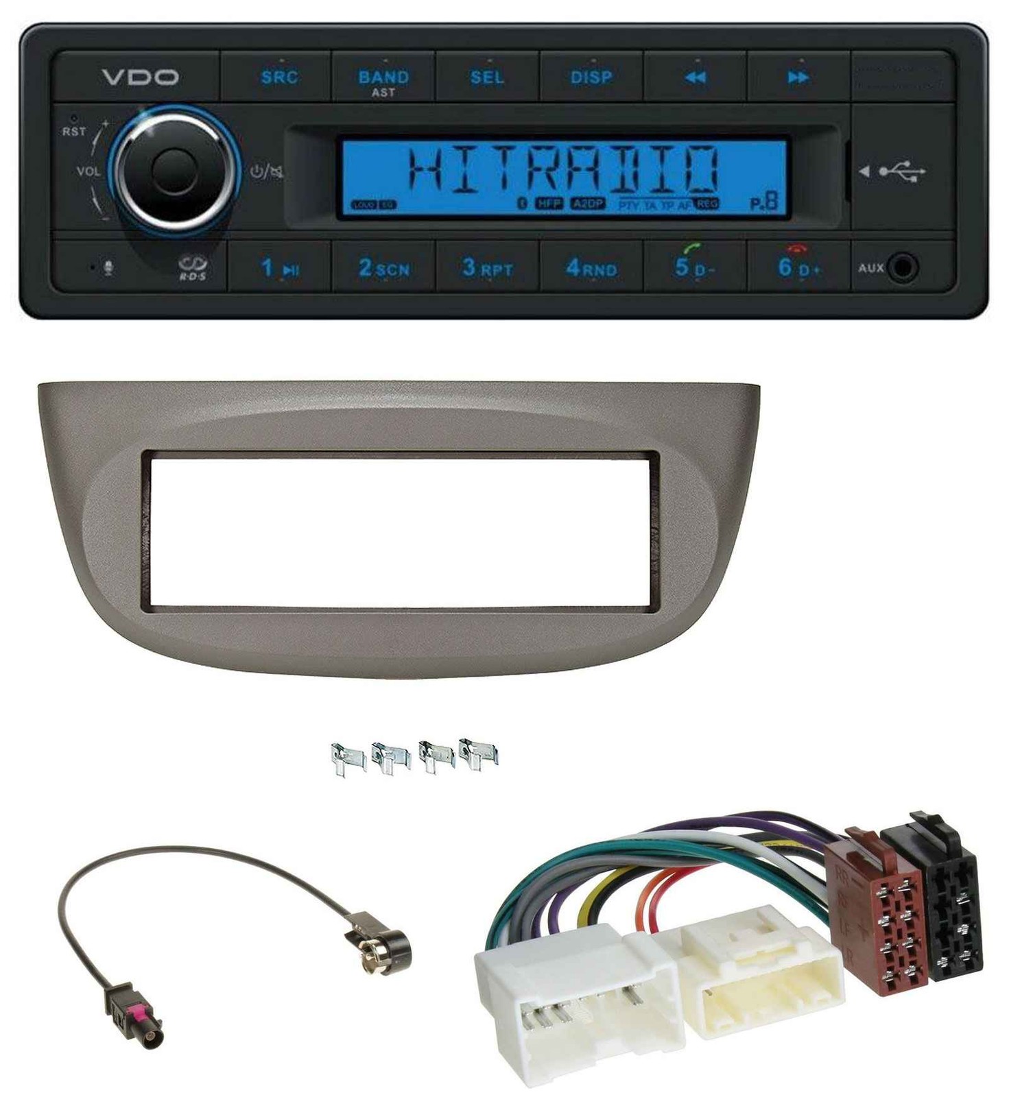 VDO AUX Bluetooth USB MP3 Car Stereo for Renault Twingo 2012 Onwards Beige Grey