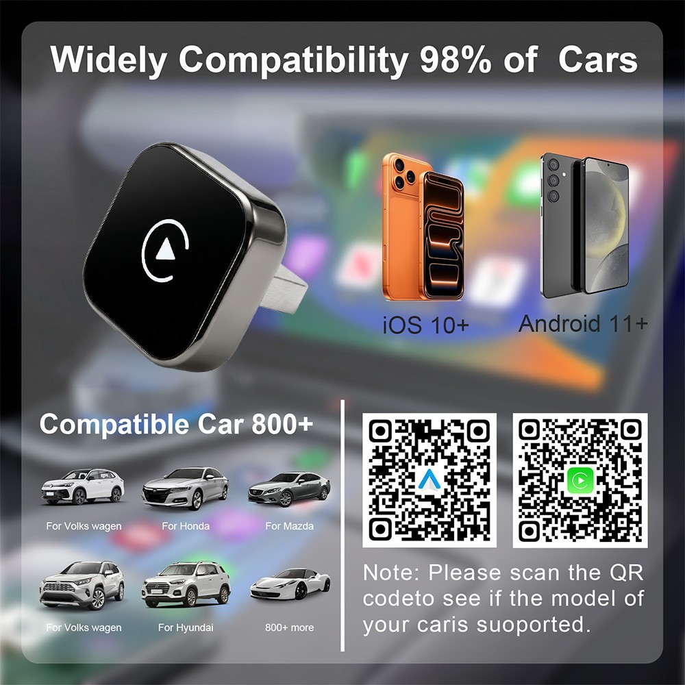 TrolinkTek 2026 2-IN-1 Wireless Carplay & Android Auto USB Adapter Plug & Play