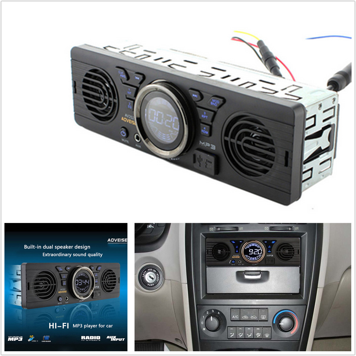 1 DIN Car Stereo Radio MP3 WMA Player Bluetooth hands-free FM USB AUX In-dash