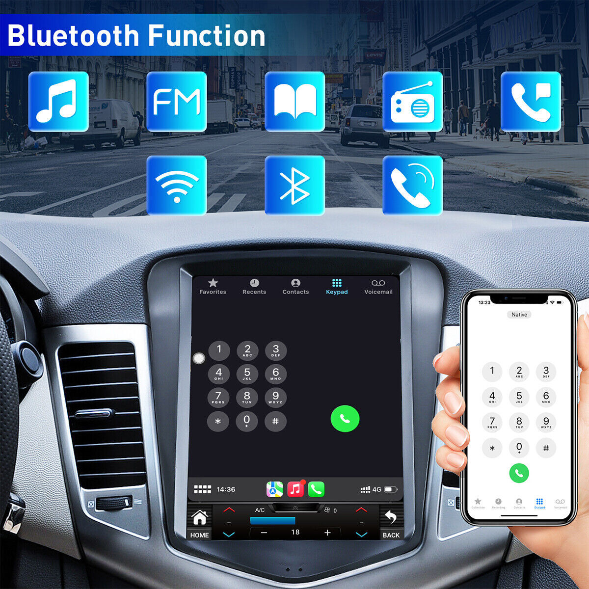 Car Apple Carplay Radio Android 12 GPS Stereo RDS SWC For Chevy Cruze 2011-2015
