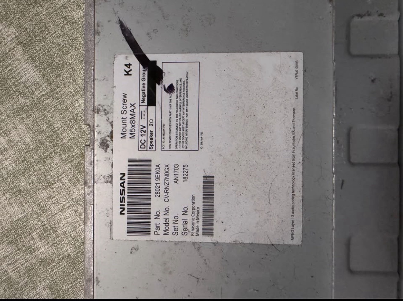 2019 Nissan Sentra Navigation Radio Head Unit OEM