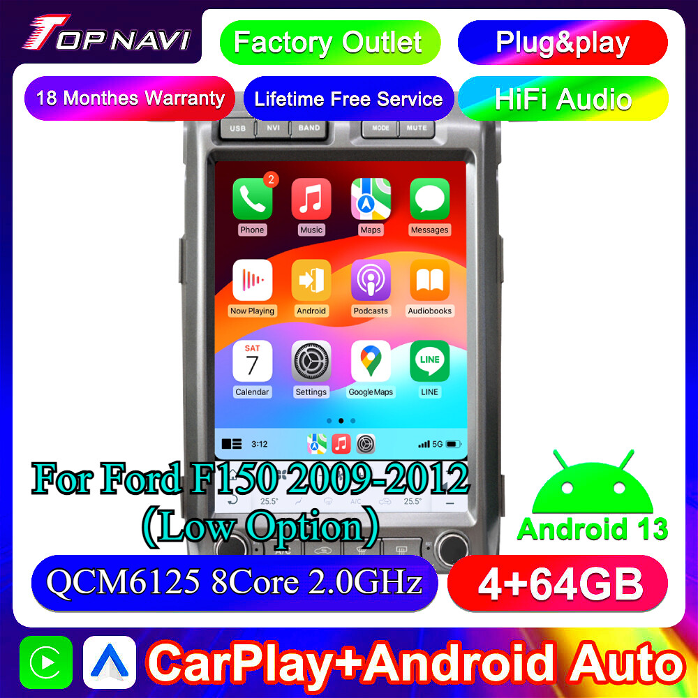 Carplay Car Stereo 13”Tesla Style Touch Screen For Ford F-150 2009-2012 Car GPS