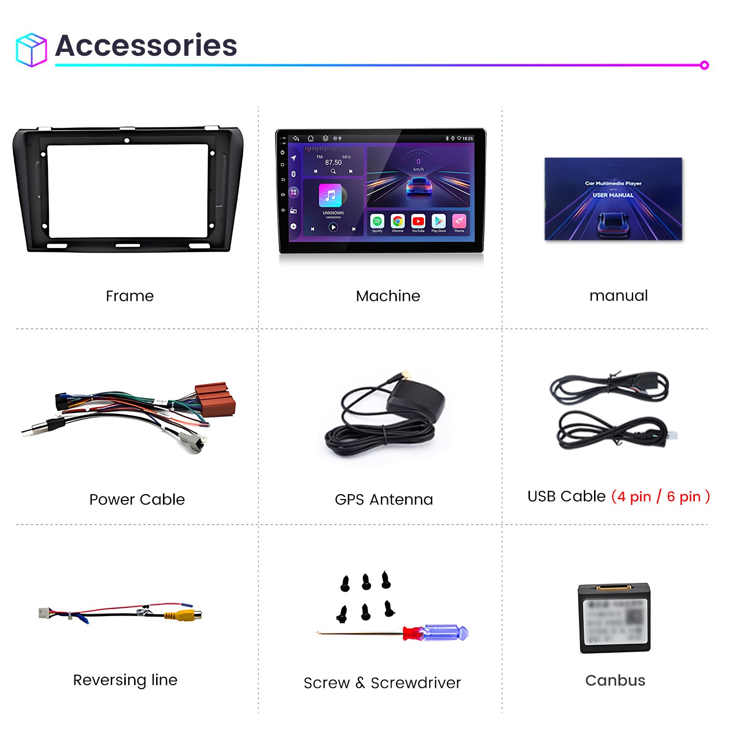 2+64G Android 15 Carplay Car Stereo Radio GPS Navi SWC RDS For Mazda 3 2004-2009
