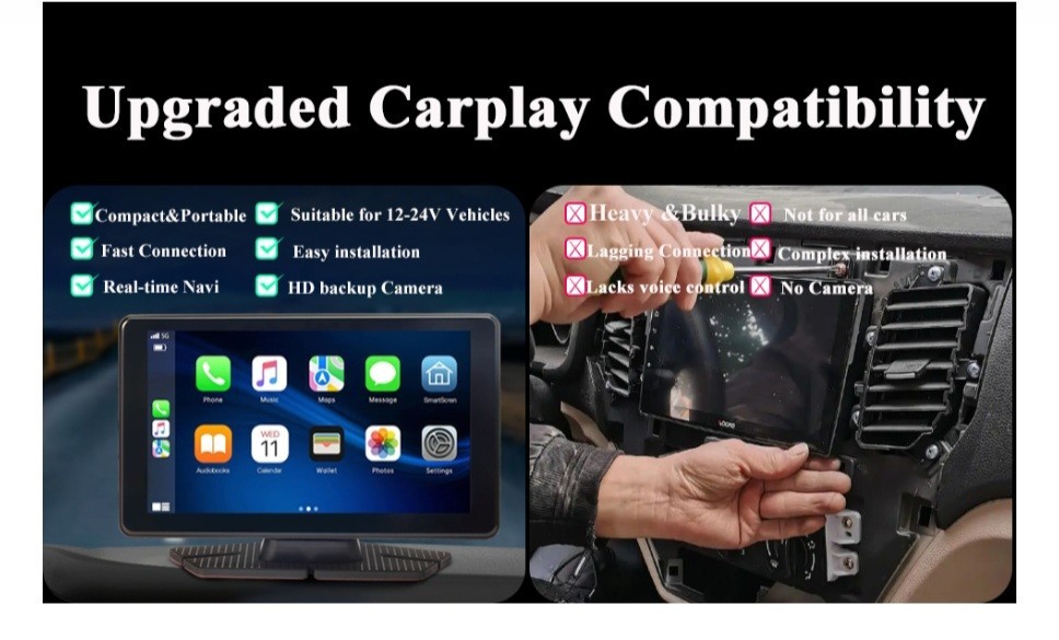 Wireless Apple CarPlay & Android Auto, 7-inch IPS Touchscreen Wireless A-pple Ca
