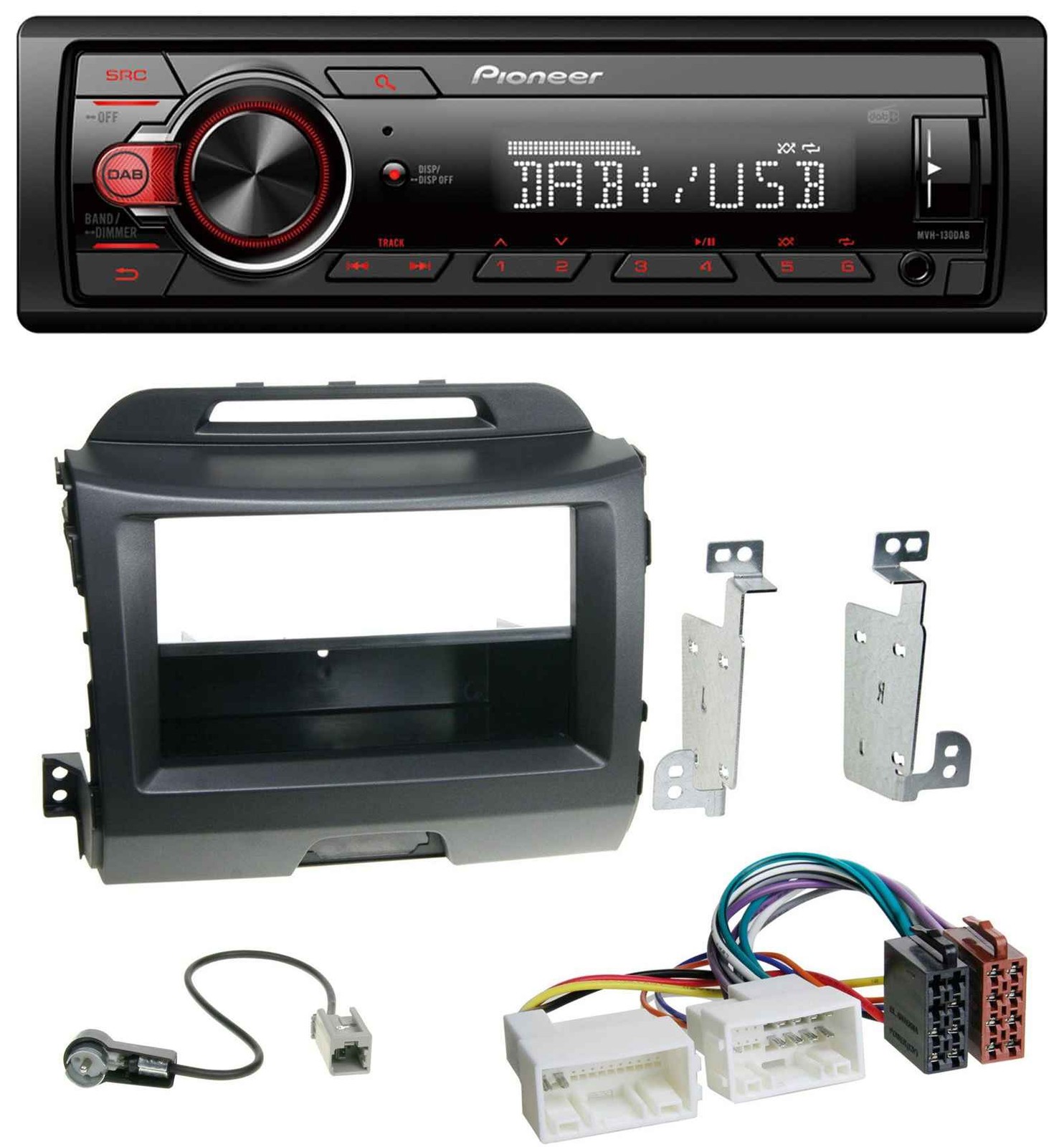 Pioneer MP3 1DIN DAB USB AUX Car Stereo for Kia Sportage 3 SL 10-15 Black