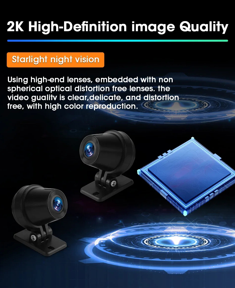 Portable 6.86 inch Motorcycle DVR GPS Navigation 2K Camera Wireless Android