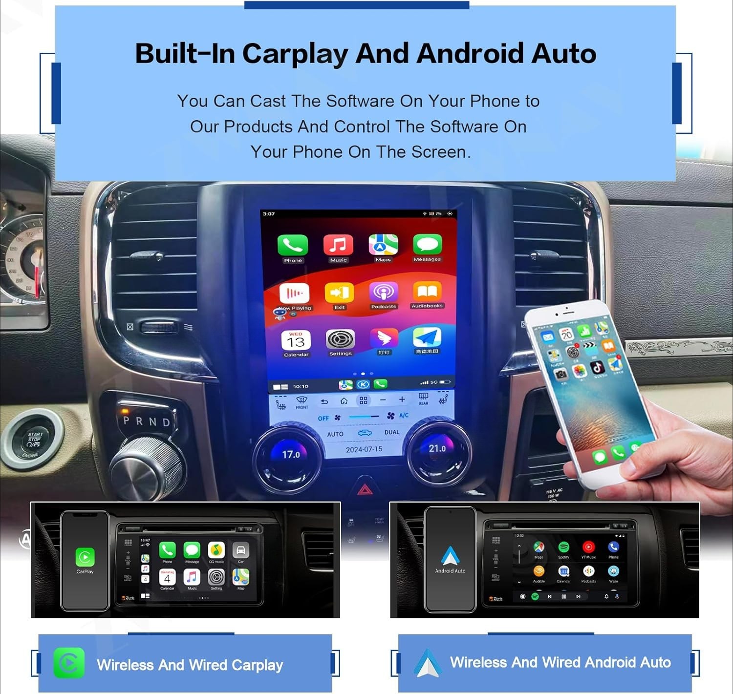For Dodge Ram Truck 9.7″ Android Radio Stereo Wireless Carplay AHD GPS Display