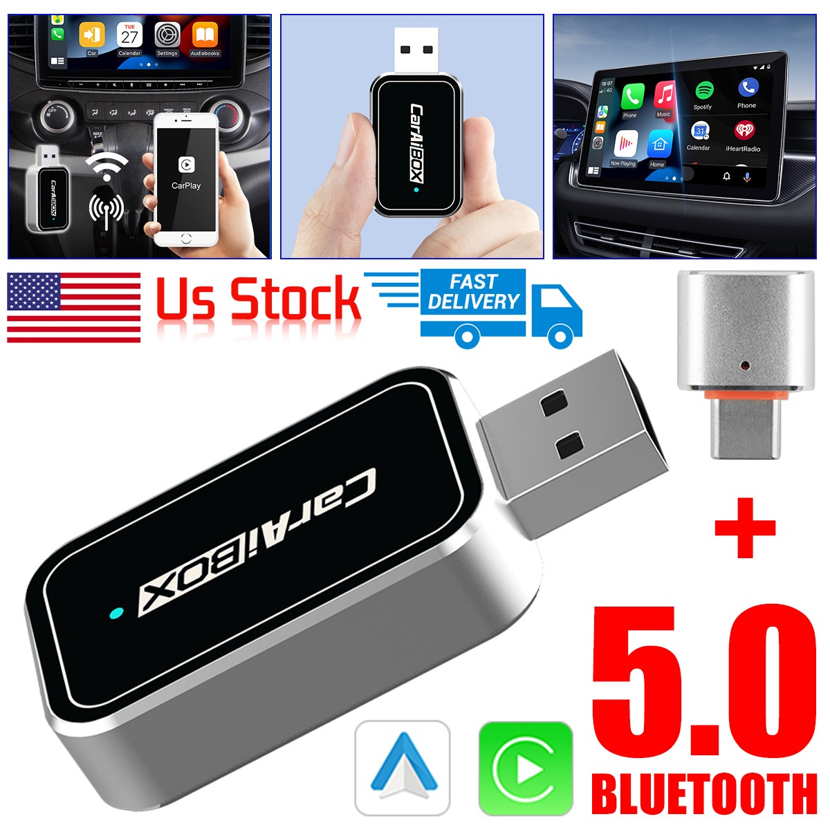 Wireless CarPlay Adapter USB Wireless Carplay Dongle For iPhone Apple Plug&Play^
