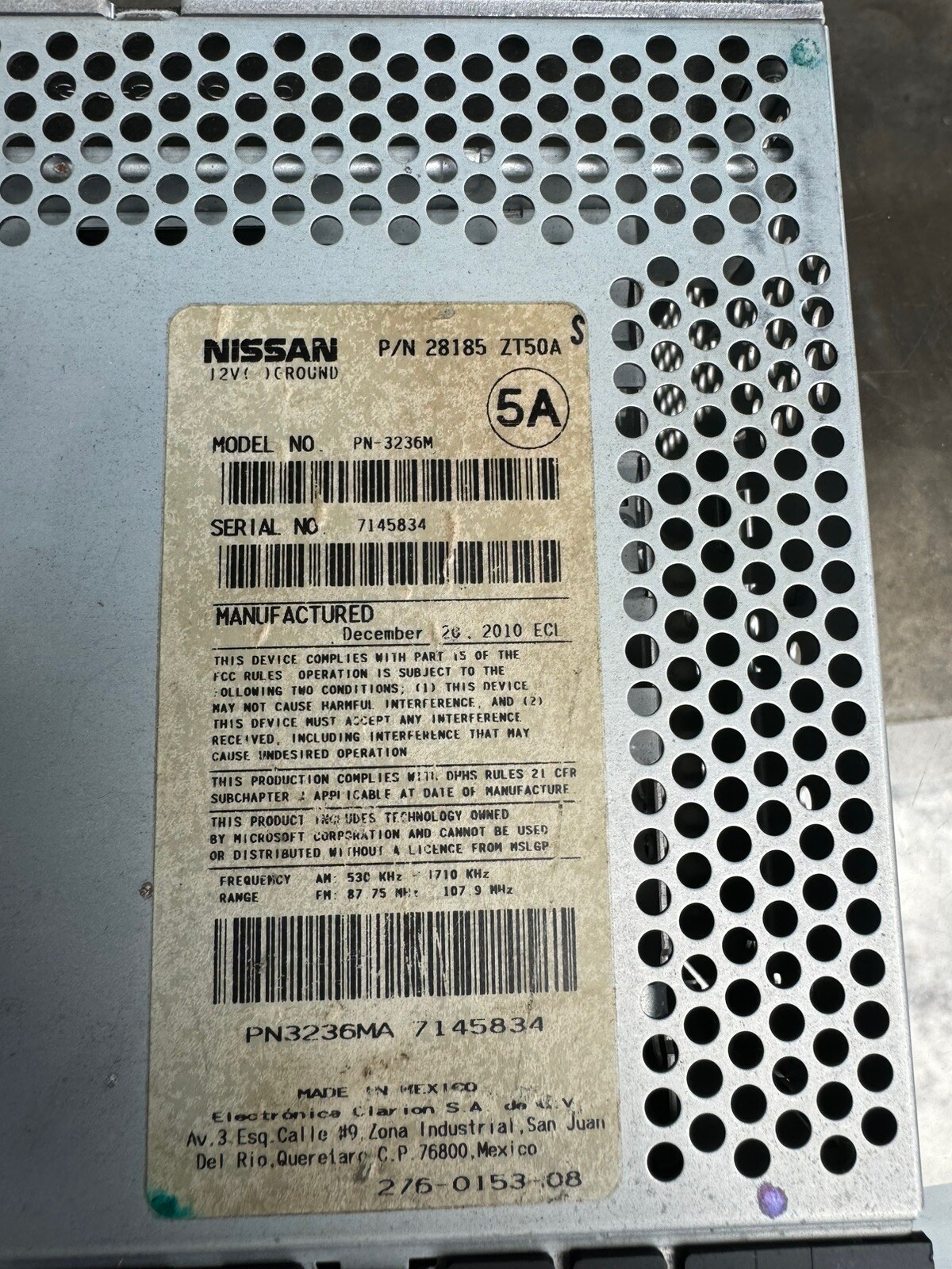 Factory Radio 2011 Nissan Sentra
