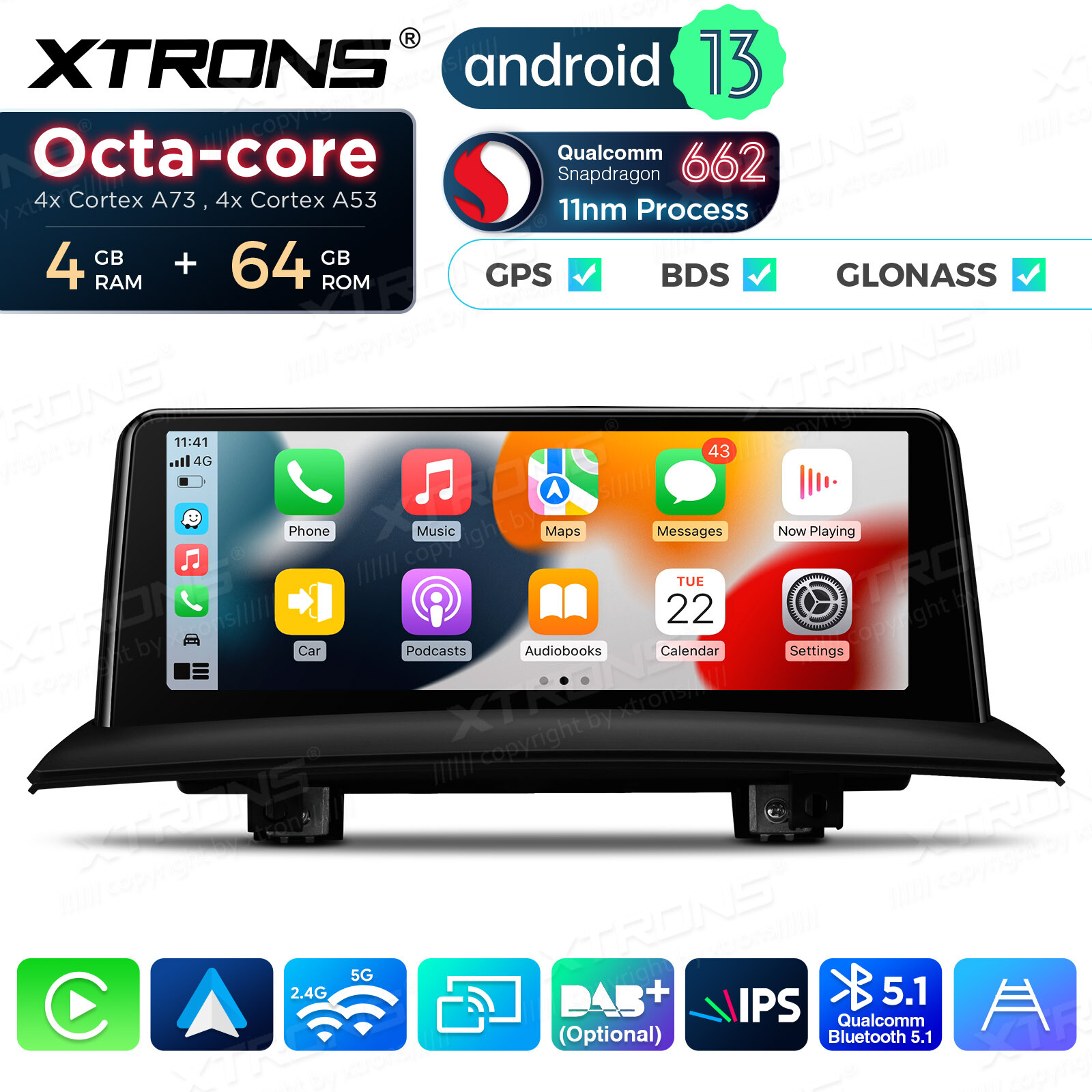 For BMW X3 E83 MASK 10.25″ Android 13 8 Core 4+64GB GPS Stereo Navi DAB+