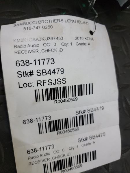 2018-2020 HYUNDAI KONA RADIO: 96160J9020TMT