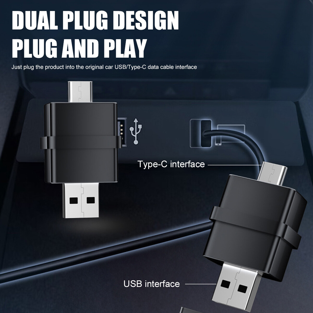 2 in 1 Wireless Apple Carplay Android Auto Adapter Mini USB & Type-C Dongle Box~