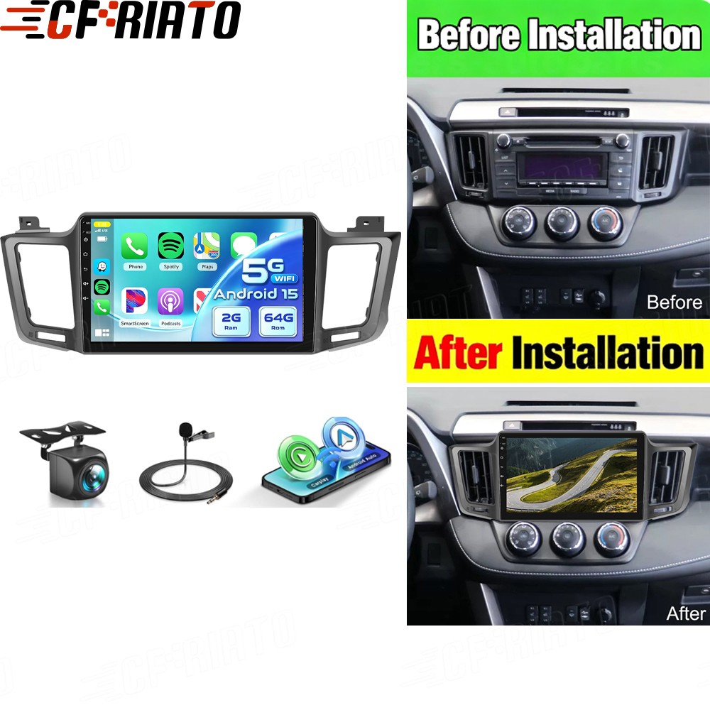 10.1″ For Toyota RAV4 2013-2018 Carplay Car Stereo Radio GPS NAVI Android 15 Cam
