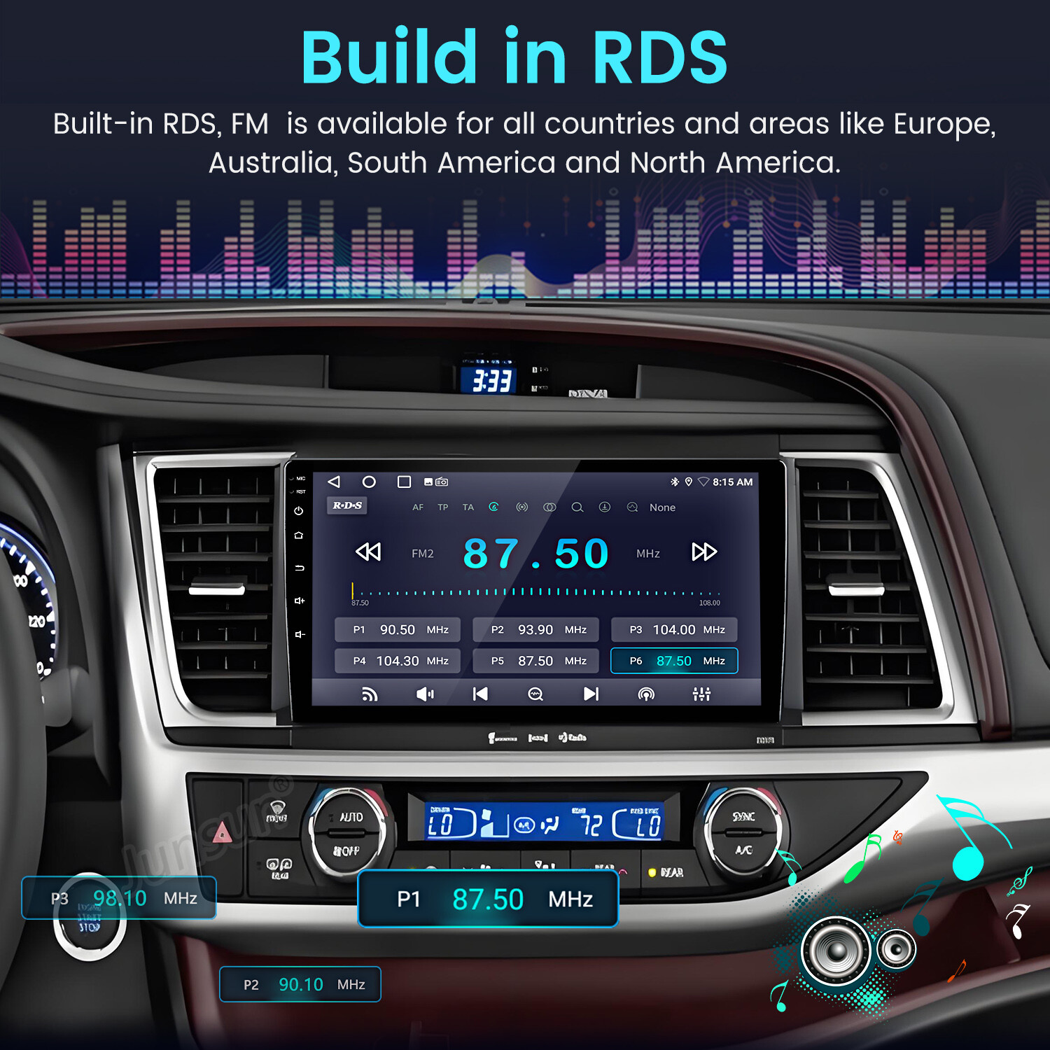 6+128G 8Core CarPlay Android14 For Toyota Highlander 14-19 Car Stereo Radio GPS