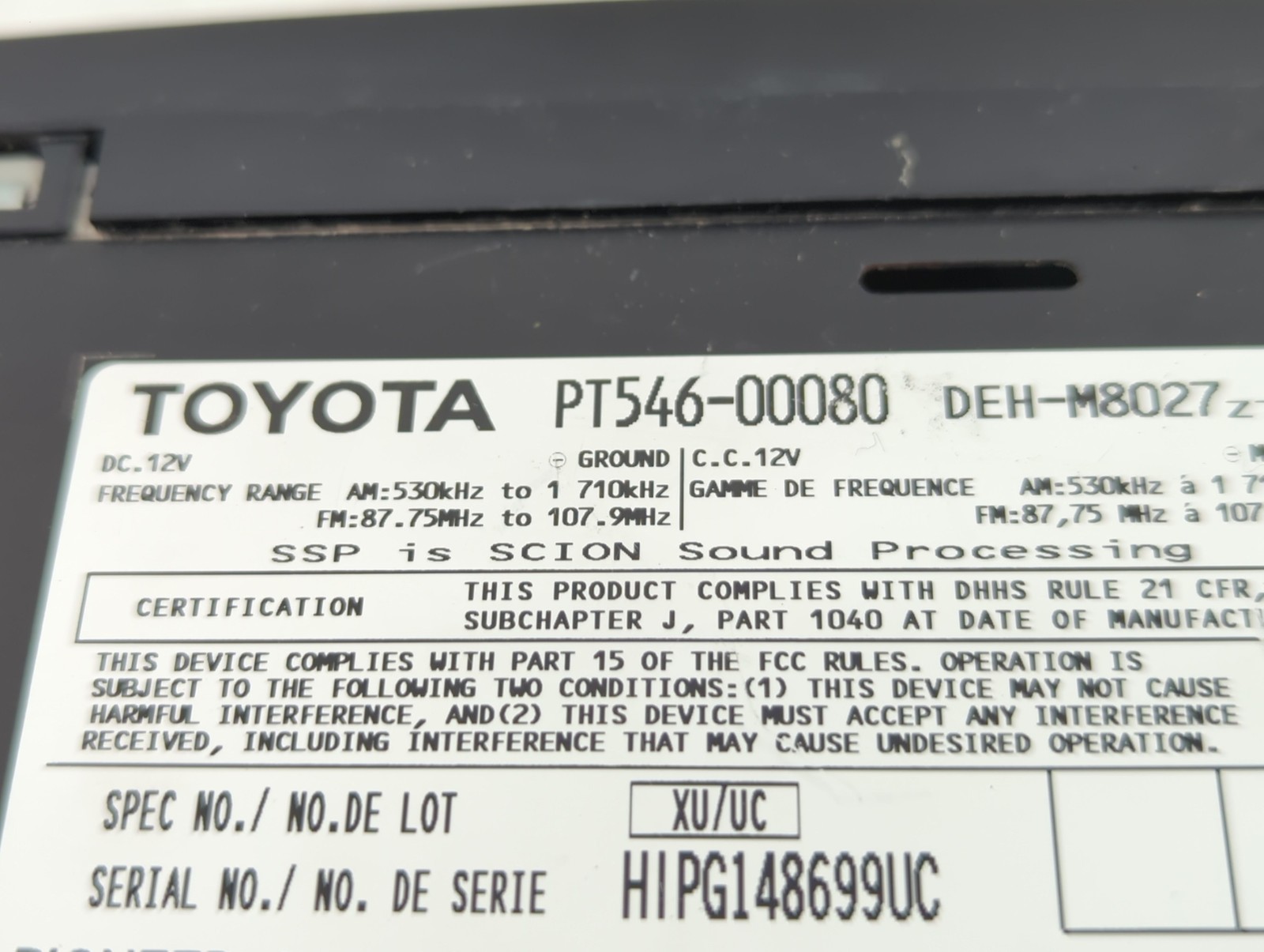 2008-2010 Scion Tc Am Fm Cd Player Radio Receiver QXEAP